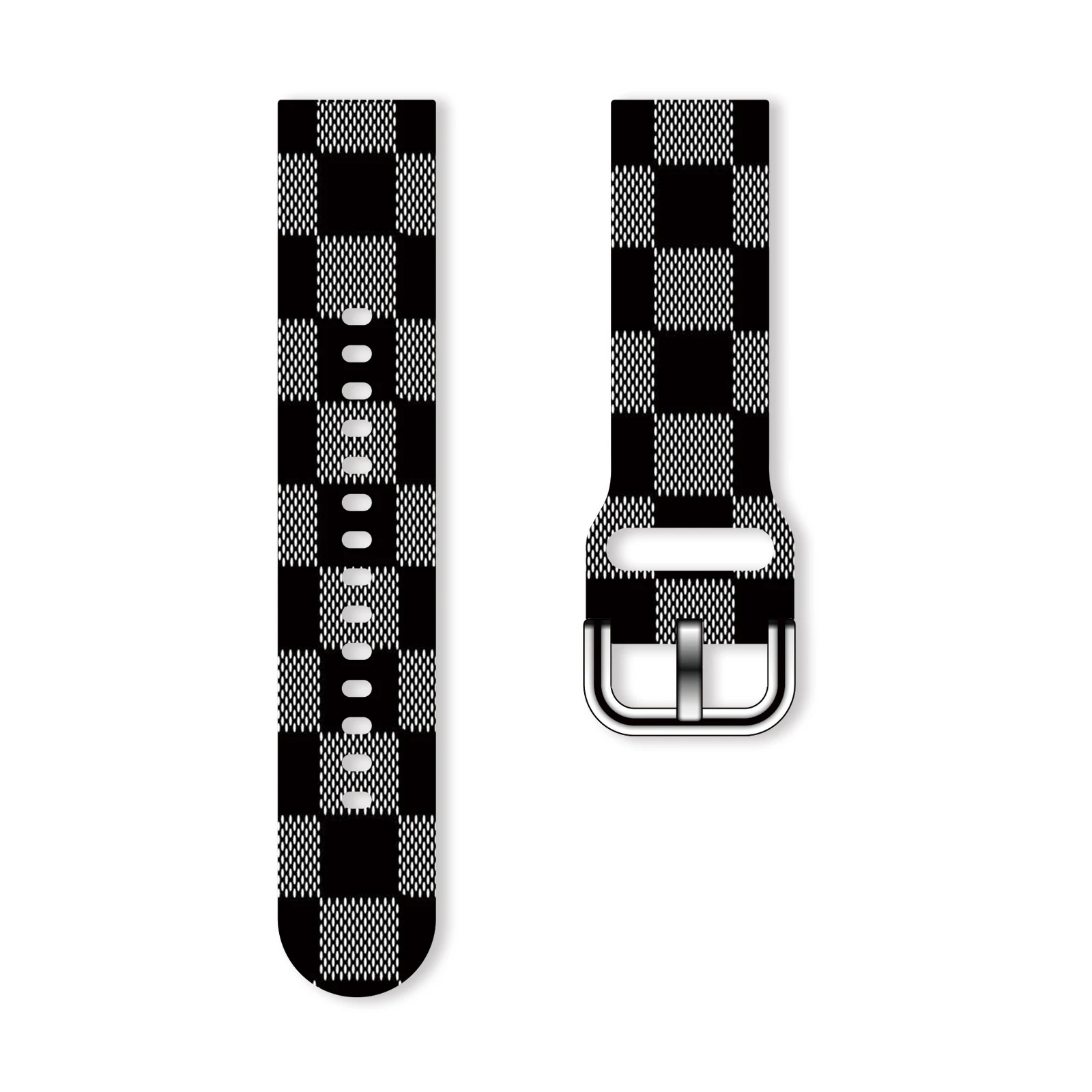 

20mm Checkered Printed Strap for Samsung Galaxy Watch7/6/5 40mm 44mm Band Replaceable Bracelet for Xiaomi Huawei Amazfit Watch