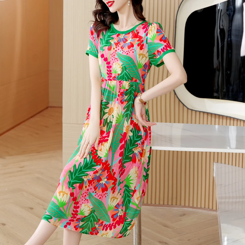 

O Neck Floral Slim Fit Party Spring Summer Dress Women 2023 Midi Fashion Elegant Three Quarter Sleeves Vestidos De Boda Invitada