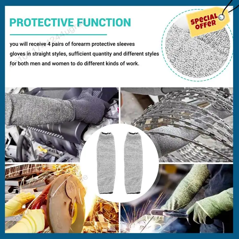 -A15I 4 Pair Cut And Burn Resistant Sleeves Arm Protection Sleeves Forearm Protectors For Thin Skin And Bruising 45Cm