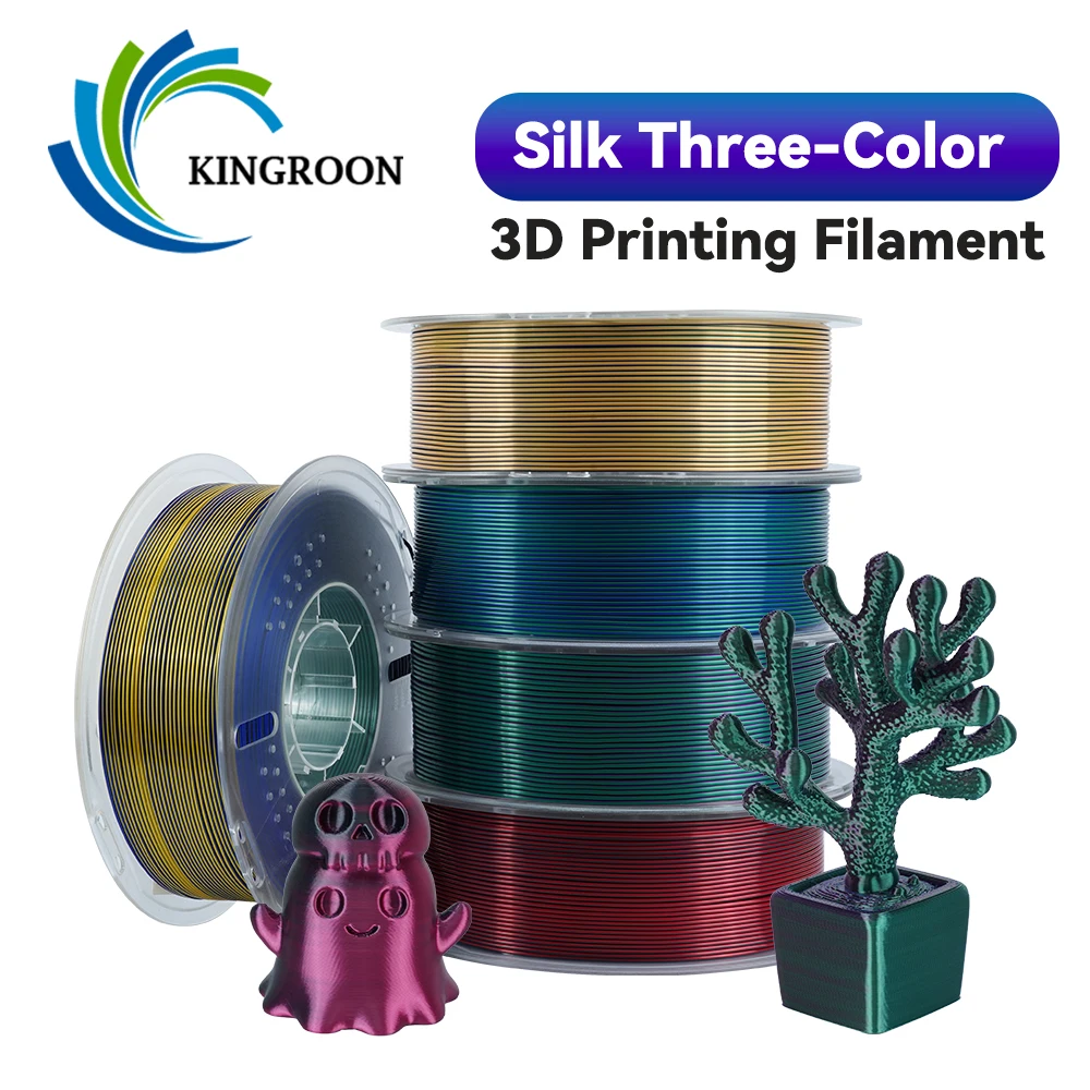 KINGROON Dreifach-Seide PLA Filament 1,75mm 5KG 3D-Drucker Filament PLA Seide Mehrfarbiges Filament für die Meisten FDM 3D-Drucker