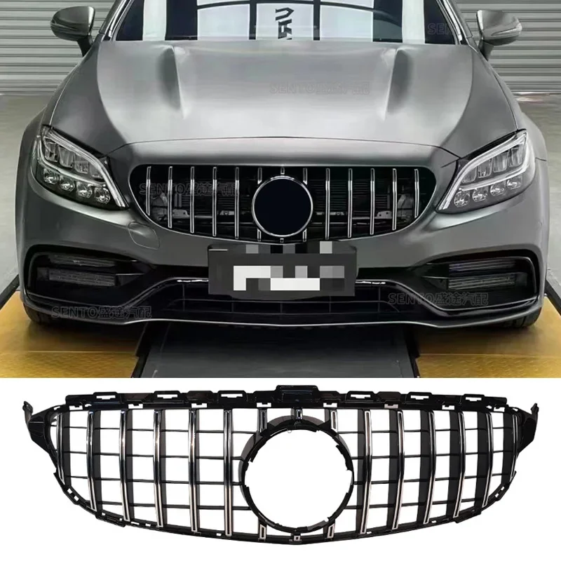 Front Bumper Grill for Mercedes Benz W205 C63 2014-2018 2019 C450 C250 C180 C200 C220 C Class Mesh Racing Grille