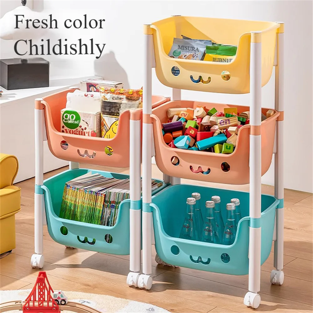 Children's Toy Storage Racks Floor Multi-layer Toy Book Storage Rack Office Living Room Kitchen Multi-Functional Storage Cart image 4
