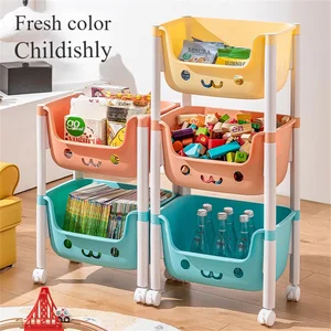 رف تخزين ألعاب الأطفال متعدد الطبقات أرضي لعبة كتب تخزين رف مكتب غرفة المعيشة مطبخ عربة تخزين متعددة الوظائف أفضل 10 مبيعات لعربات الملابس المستعملة - رقم 9