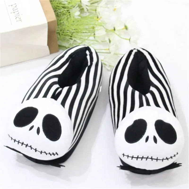 ديزني الكابوس قبل عيد الميلاد جاك الكرتون نعال قماش تصميم مضحك موضة النعال القطن الشتاء زوجين أحذية المنزل #1