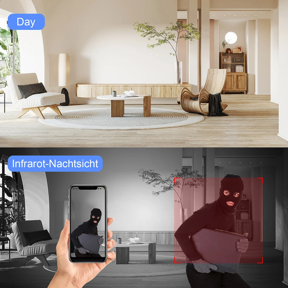 4K HD WiFi IP Mini Camera Desktop Alarm Clock Camera Two-way Audio Camera Home Security Nanny Camera IR Night Vision