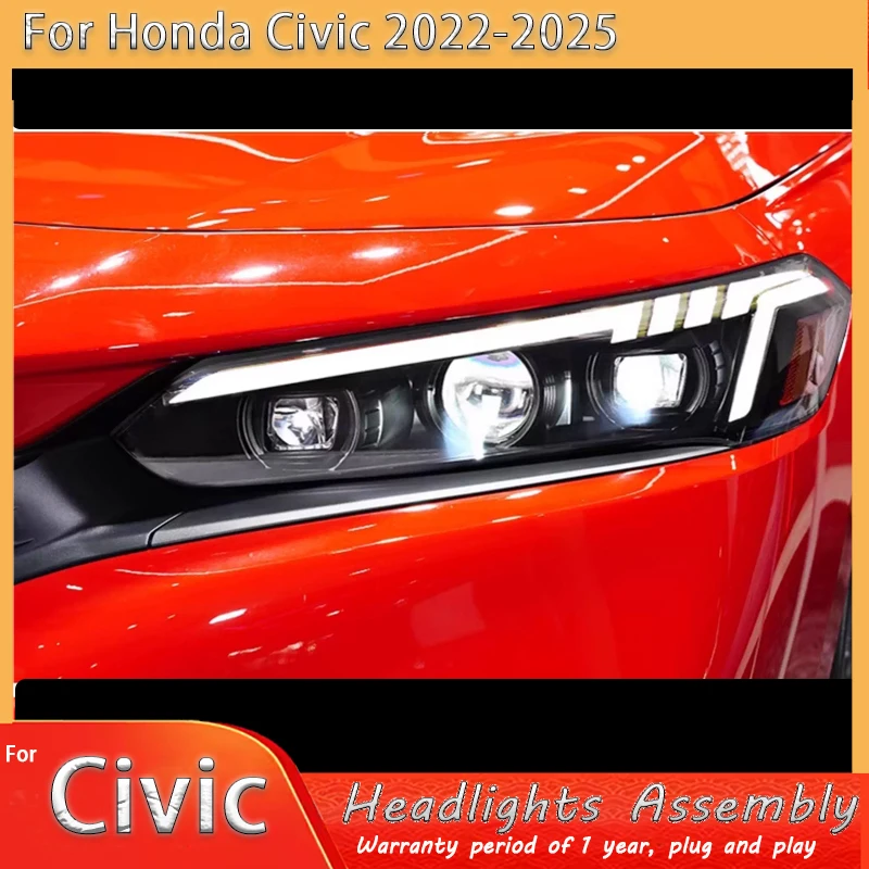 1 Pair LED Headlight Assembly for Honda Civic 2022 -2025 Headlights Plug and Play with LED DRL Dynamic Turning Front Headlights