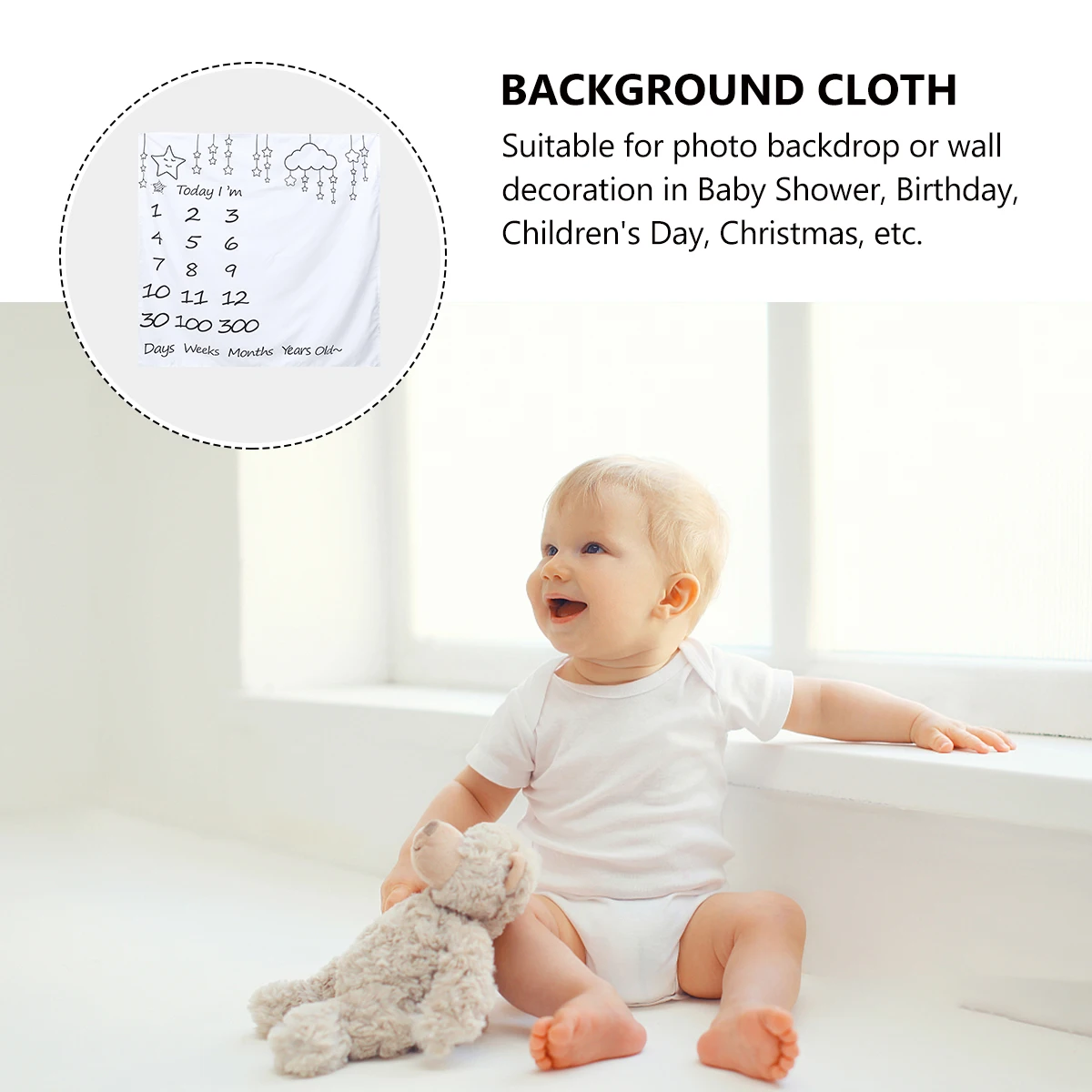 

Star Photography Backdrop Cloth Durable Wrinkle-Free Fabric Newborn Props Birthday Decoration Background Set