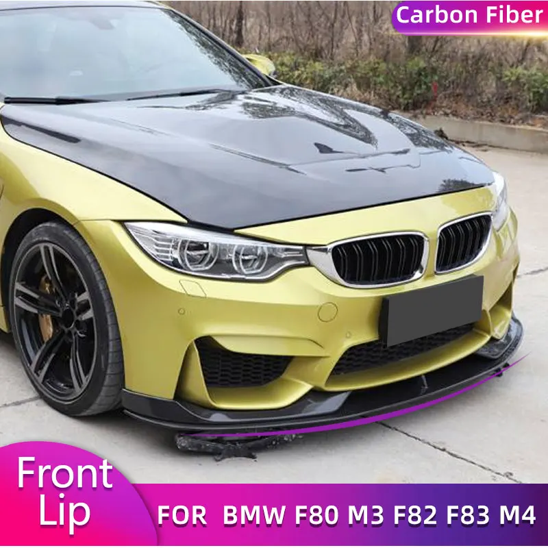 

For BMW M3 F80 M4 F82 F83 2014-2019 Car Front Bumper Lip With Splitters Racing Front Lip Chin Apron Spoiler Bodykit Carbon Fiber