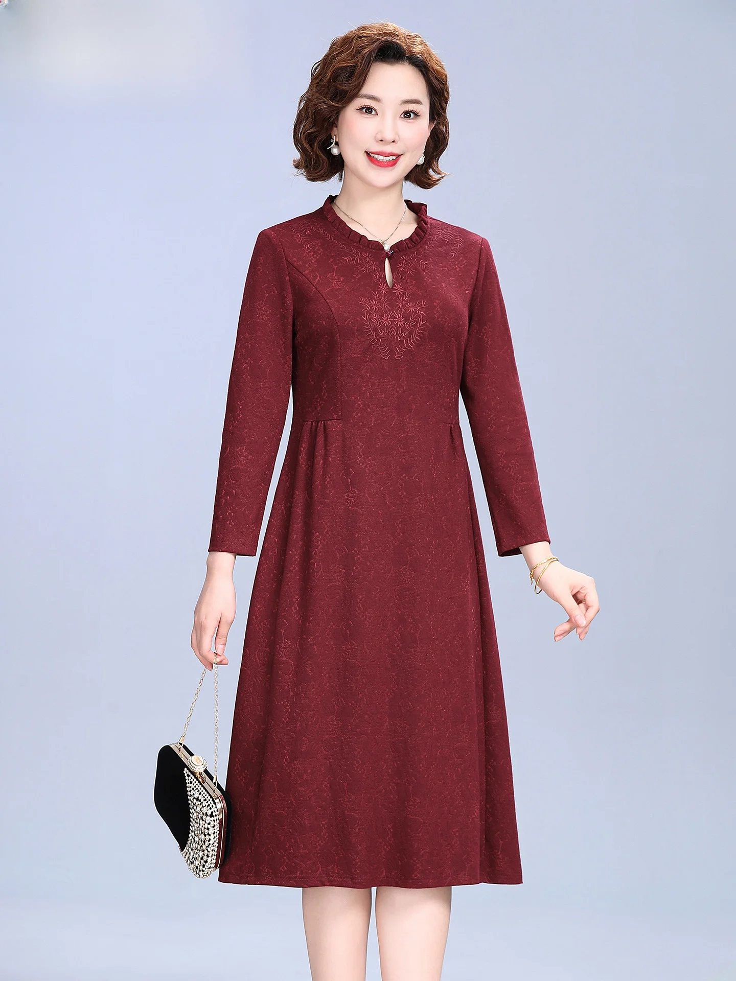 

Elegant New Chinese Style Wedding Dress for Mom Large Size Formal Evening Gown Breathable Comfortable Mid-Length Dress