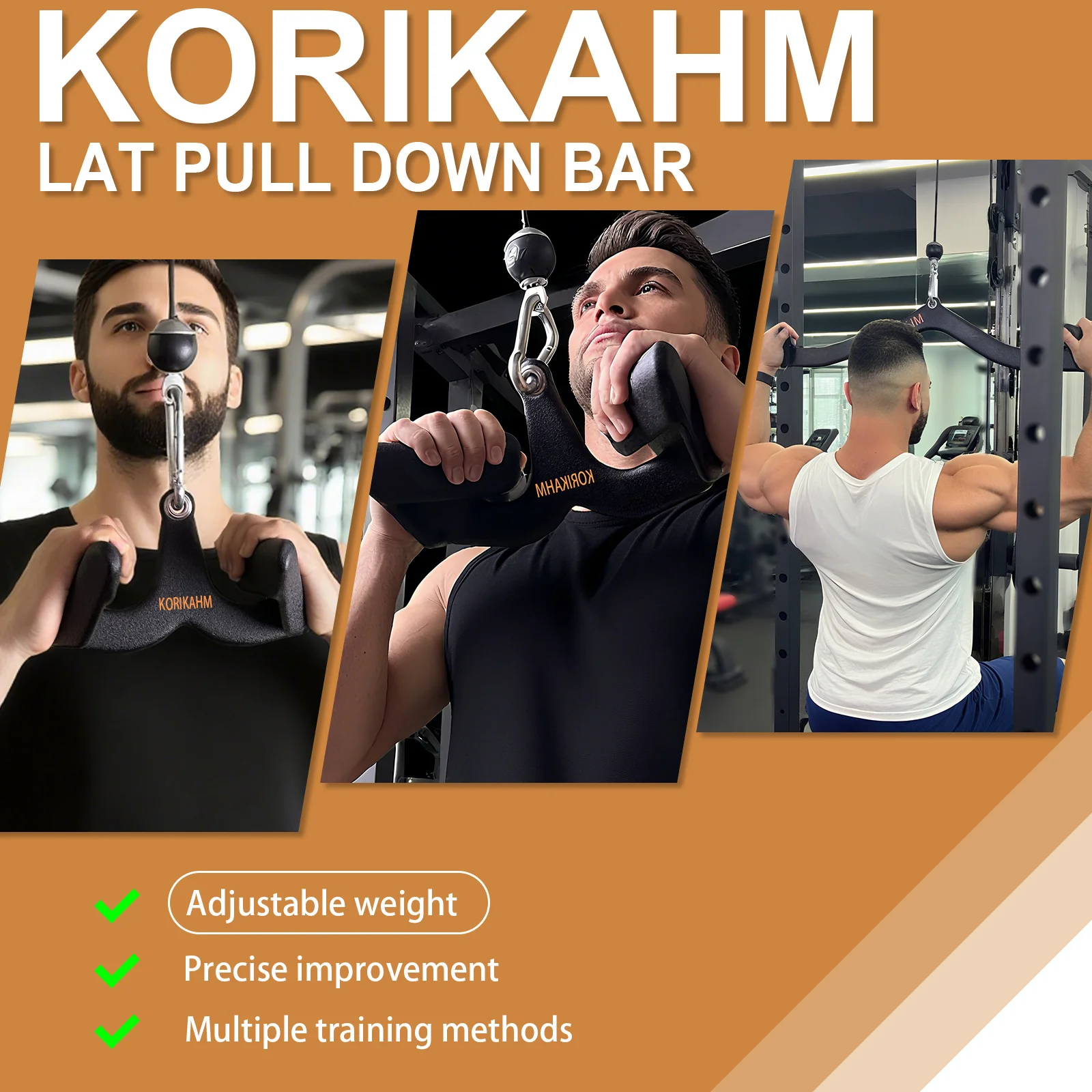 Professioneller LAT-Pulldown-Stangen-Kabelzuggriff, Multi-Grip T-Bar & V-Bar Griff für Rücken- und Trizeps-Krafttraining, Hochbelastbares Stahl-Fitnessgerät, Kompatibel mit Heimfitnessgeräten und
