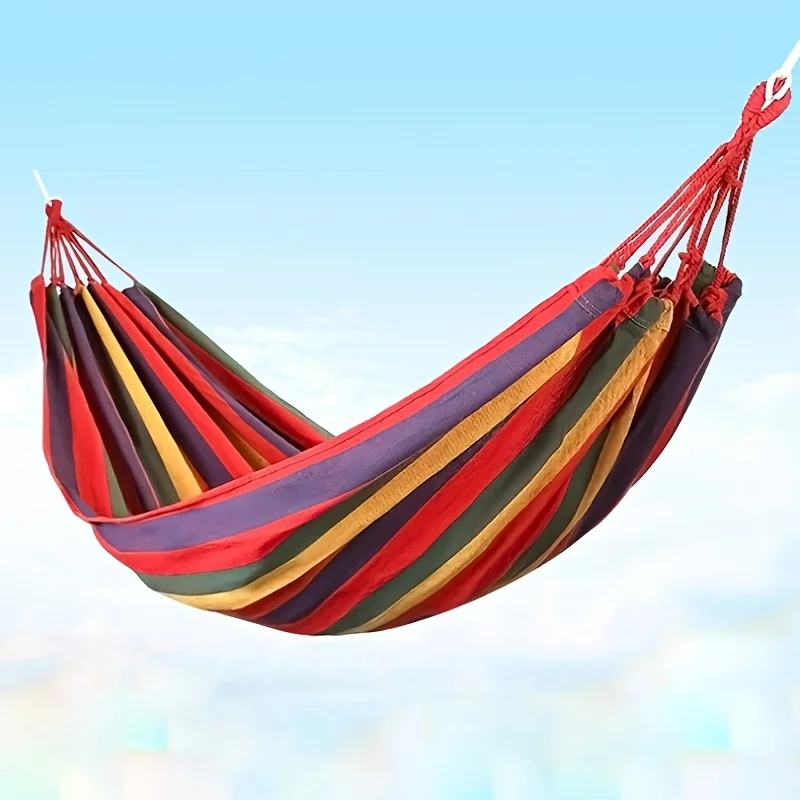 1 Piece Portable Woven Canvas Hammock With Storage Bag Anti Rolling Hammock For Indoor Outdoor Camping Garden Backyard