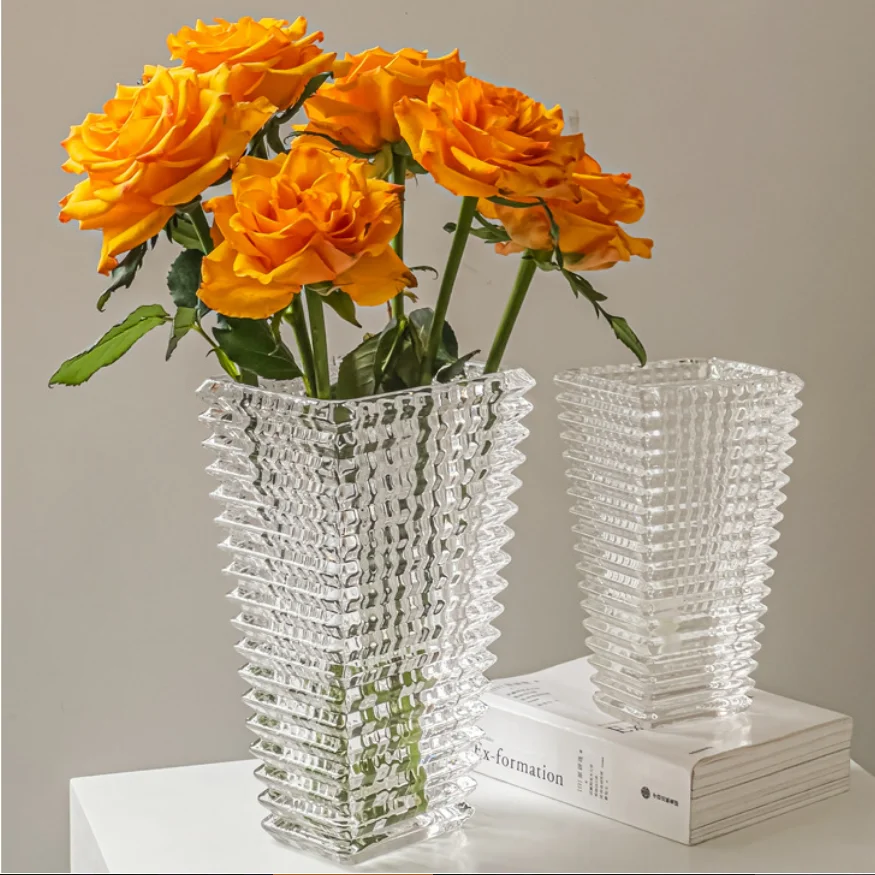 

Creative Transparent Wrinkle Glass Vase Desk Decoration Flower Arrangement Hydroponics Flower Pots Floral Vases Modern Decor