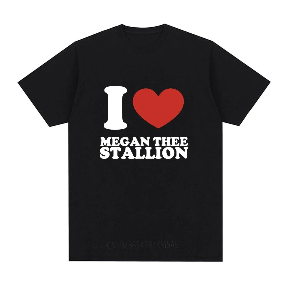 I Love Megan Thee Stallion Graphic Print T Shirt Summer Men Women Hip Hop Vintage T Shirts Cotton Casual T-shirt Streetwear