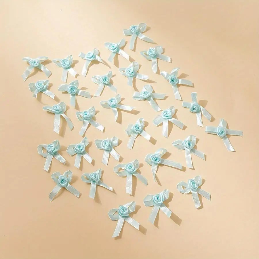 1/5/10/20/50/100pcs 30-Pcs Bowknot Rose Small Flower Handmade Bowknot Clothing Additions And Decorations, Underwear Small Flower