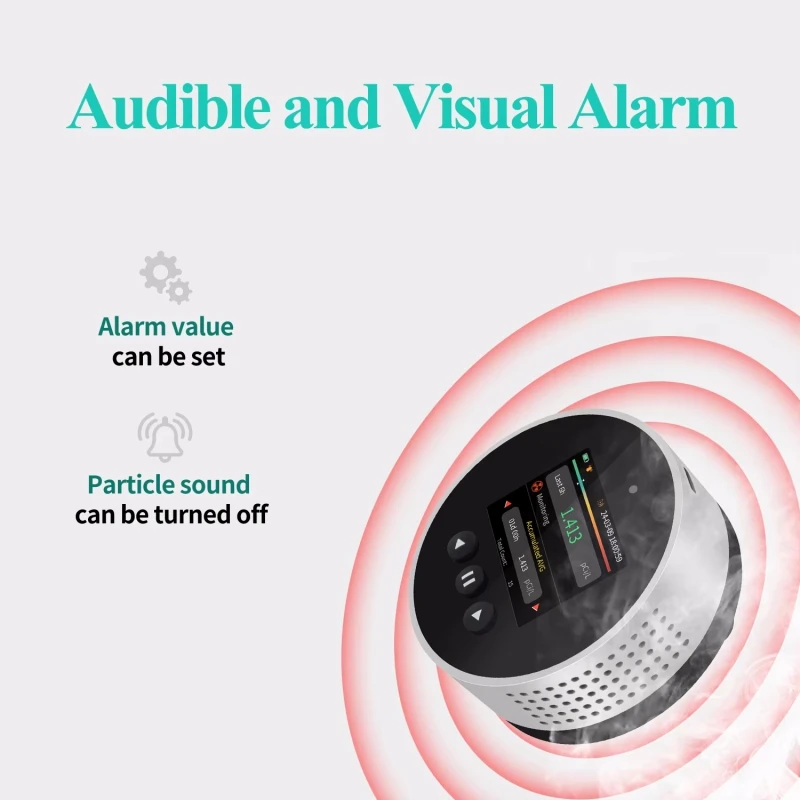 504 يومًا سجل البيانات رادون كاشف الغاز محلل مع درجة الحرارة والرطوبة متاجر LCD ملونة إنذار مسموع ومرئي