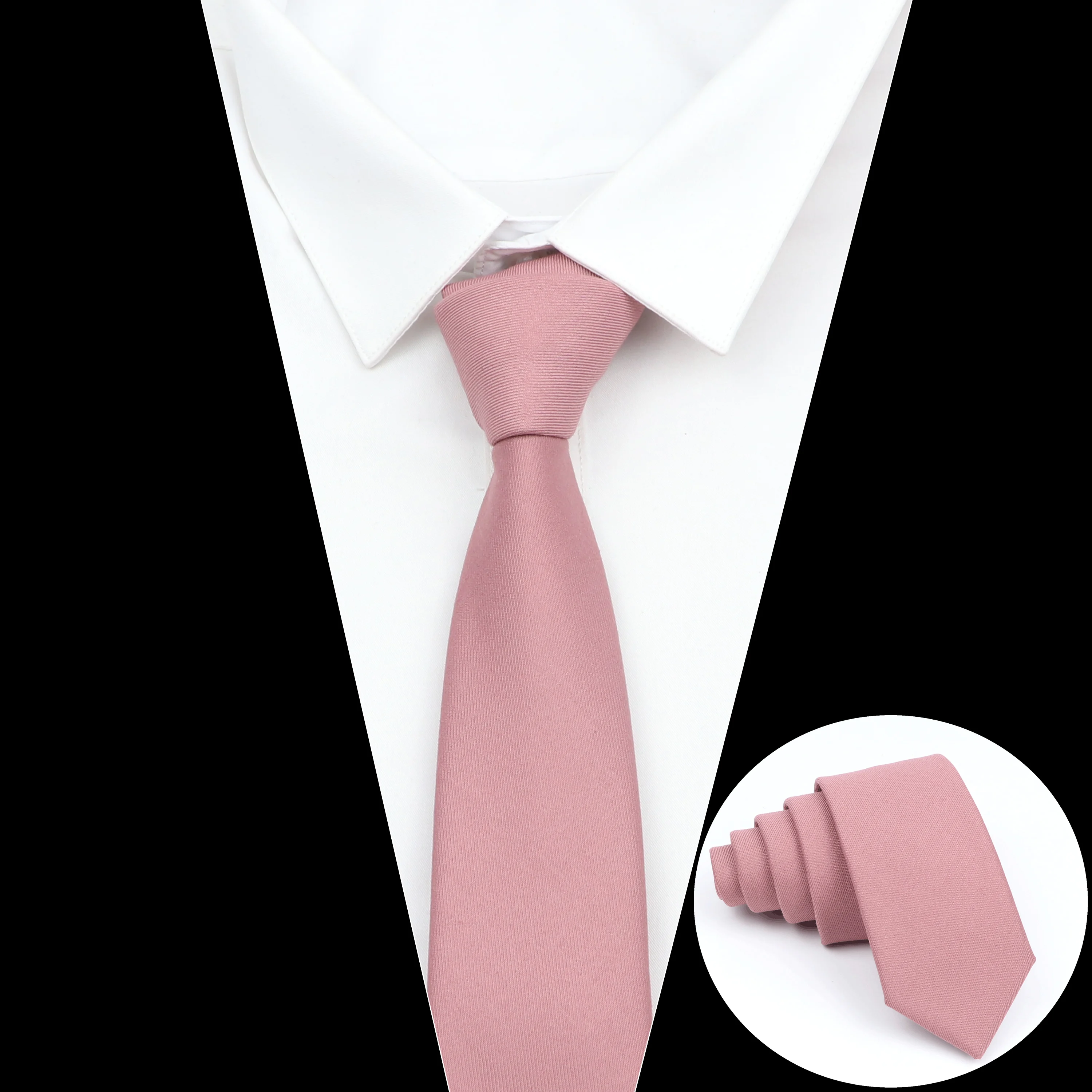 Mens Ties Classic Cotton Handmade Skinny Grey Pink Soild Color Neckties 6cm Narrow Collar Slim Cashmere Casual Tie Man Accessori