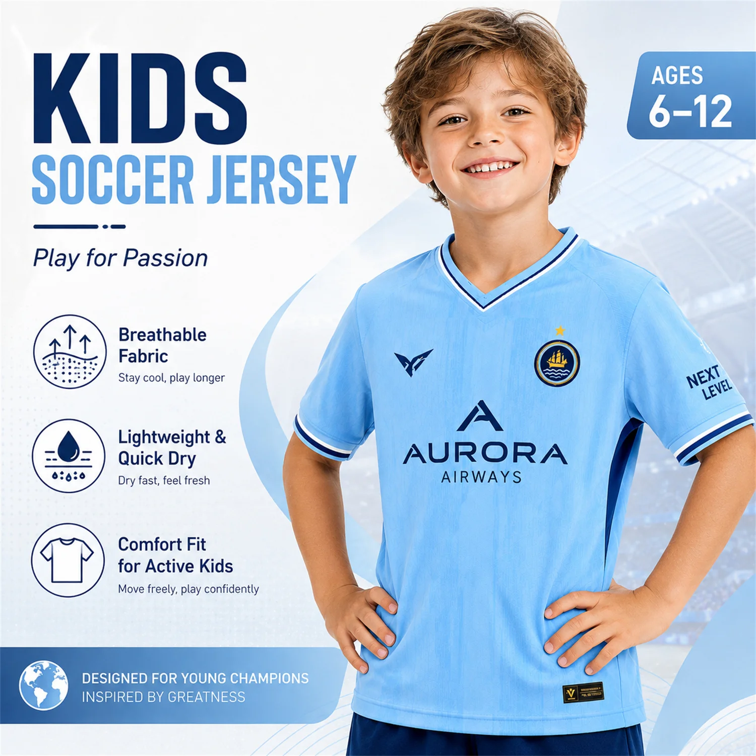 Erwachsenen- und Kinder-Fußballtrikot in Blau, Haaland 9 Fußballshirt, Atmungsaktives, Schnell Trocknendes Kurzarm-Sporttrikot für Jungen und Mädchen, Fan-Top – Detail 4