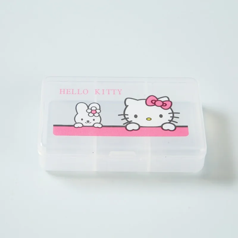 Hello Kitty scatola portapillole a tre griglie scatola portaoggetti per accessori Sanrio Anime Girl KT Mini Carry scatola portapillole per