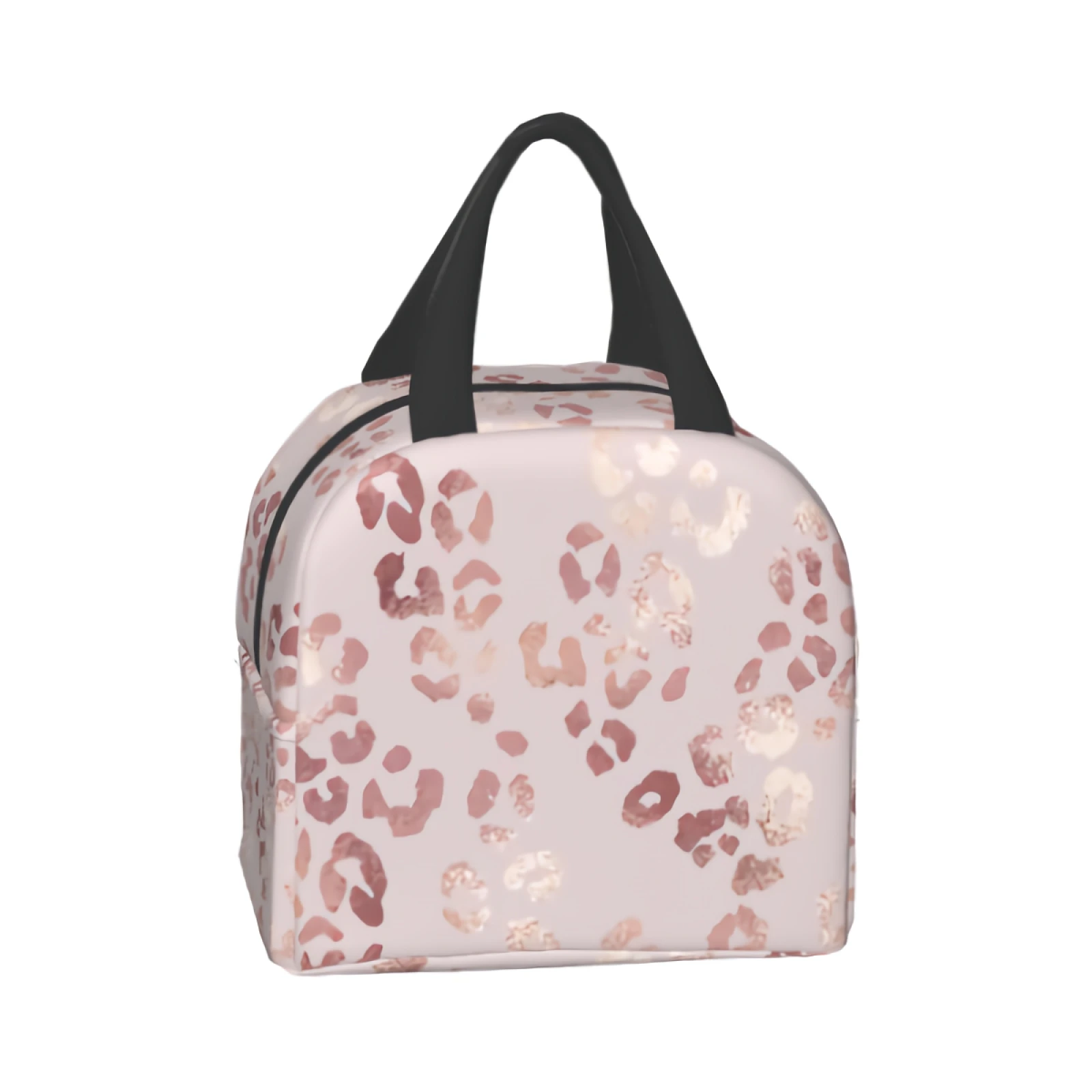 Borsa per il pranzo con stampa leopardata elegante borsa per il pranzo isolata in oro rosa per donna uomo ragazze adolescenti ragazzi