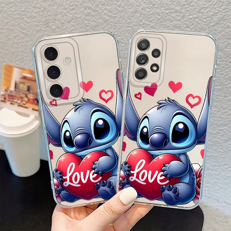Disney Cute Stitch Phone Case for Samsung Galaxy A26 A71 A04 A73 A06 A56 A31 A02 A20s A16 A72 A05 A36 A50 A03 Clear Soft