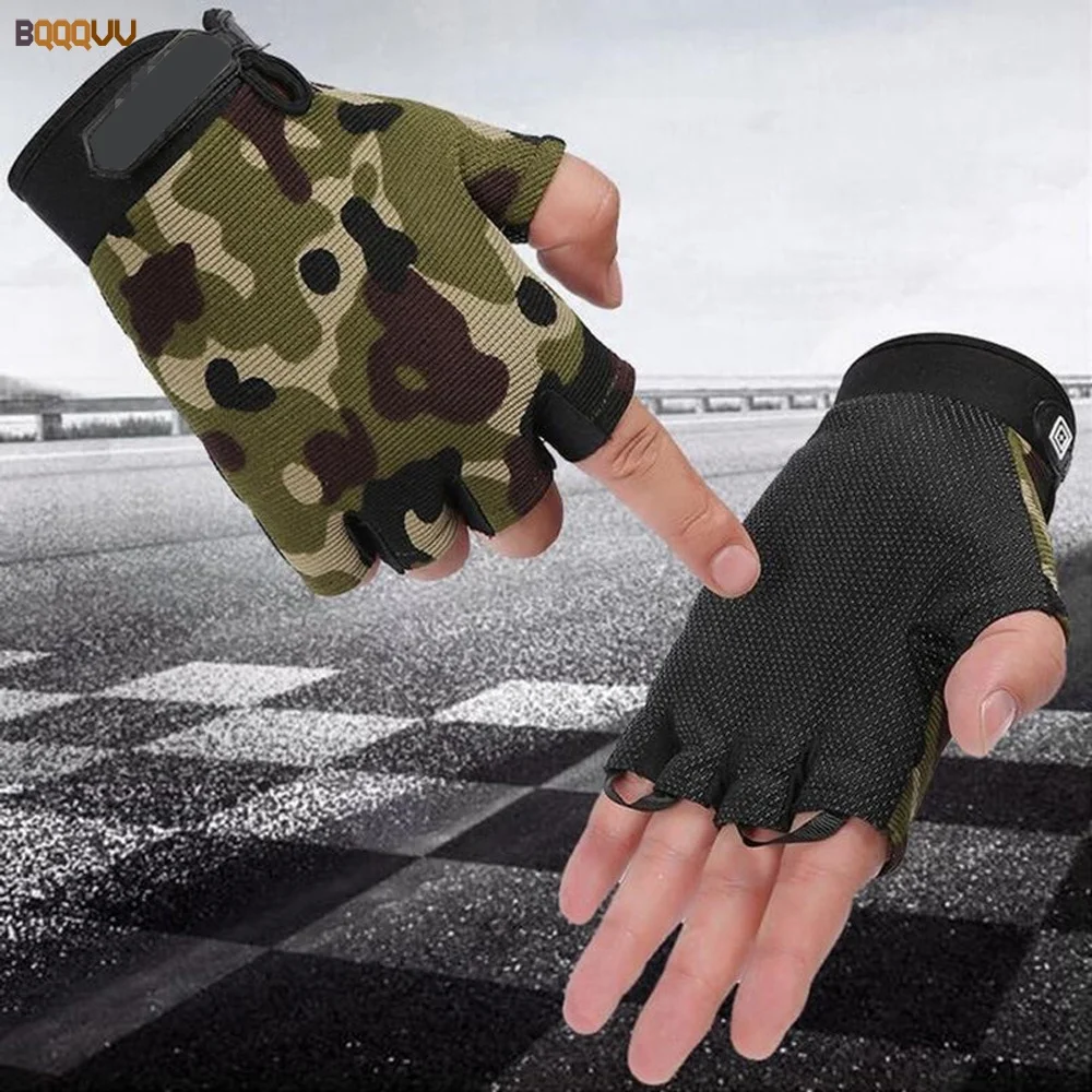 1Pair Tactical Gloves, Summer Men\'s Lightweight Breathable Outdoor Cycling Fishing Sports Non-Slip Women Half Finger Gloves