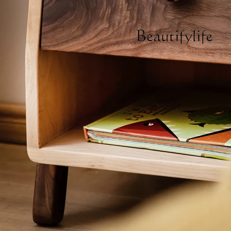 yj7 Hard Maple Bedside Tables Lockers Bedroom Room Bedroom Cherry Solid Wood Storage Lockers