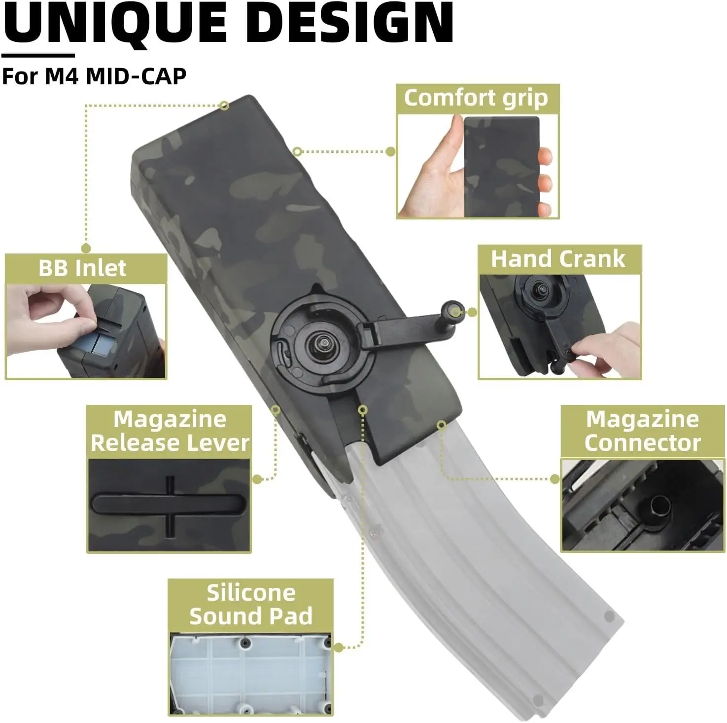 6mm BBS용 에어소프트 퀵 로더 M4 핸드 크랭크 1000개 용량 무소음 스피드 로더 CS 게임 페인트볼 슈팅 에어건 장비