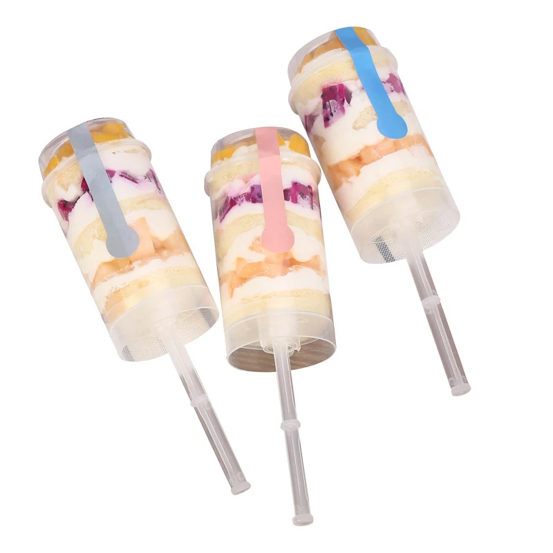 10pcs Push Up Cake Shooter Round Shape Clear Cake Holders Push Pops Plastic Containers with Lids for Ice Cream Baking Molding view 3