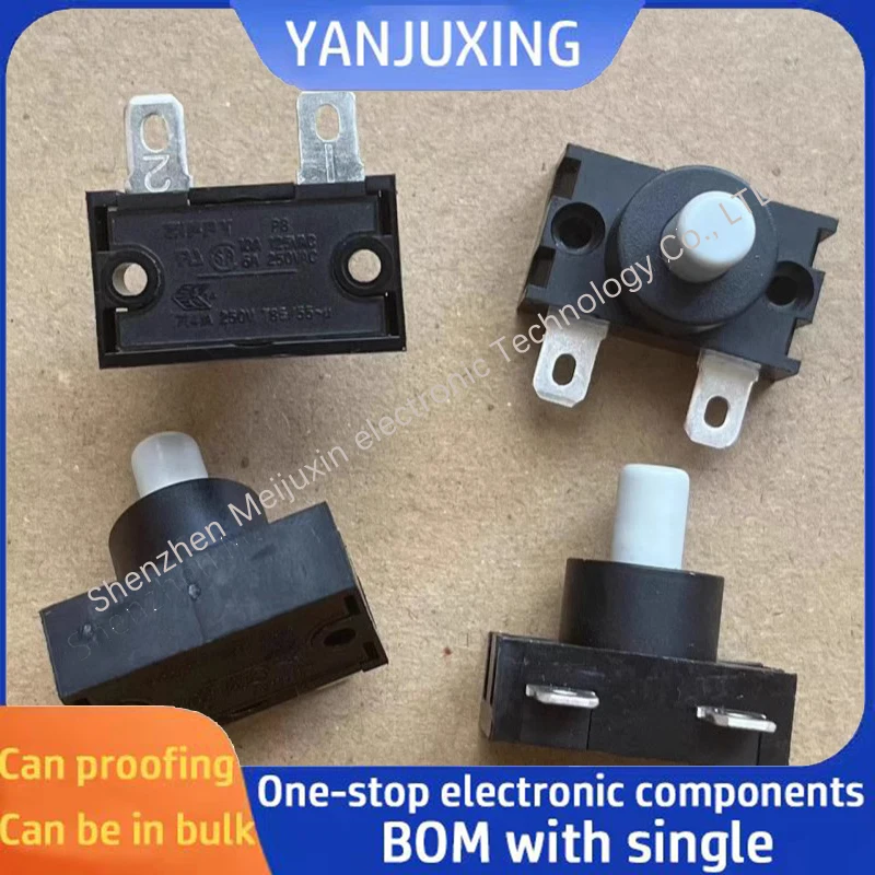 1PCS/LOT Self-reset/self-locking button switch 2 pin P8 6A250V vacuum cleaner power button switch
