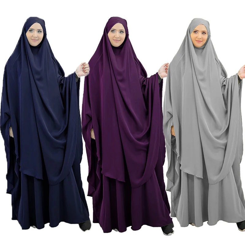 Imagem -02 - Oração Muçulmana Conjuntos de Vestuário para Mulheres Eid Vestido Hijab Saia Longa Khimar Abaya Ramadã Niqab Conjuntos Pcs