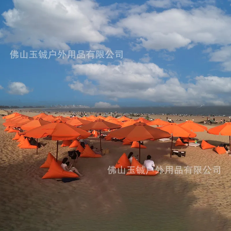 Beach round umbrella aluminum alloy umbrella frame waterproof yarn-dyed fabric open middle column umbrella parasol outdoor