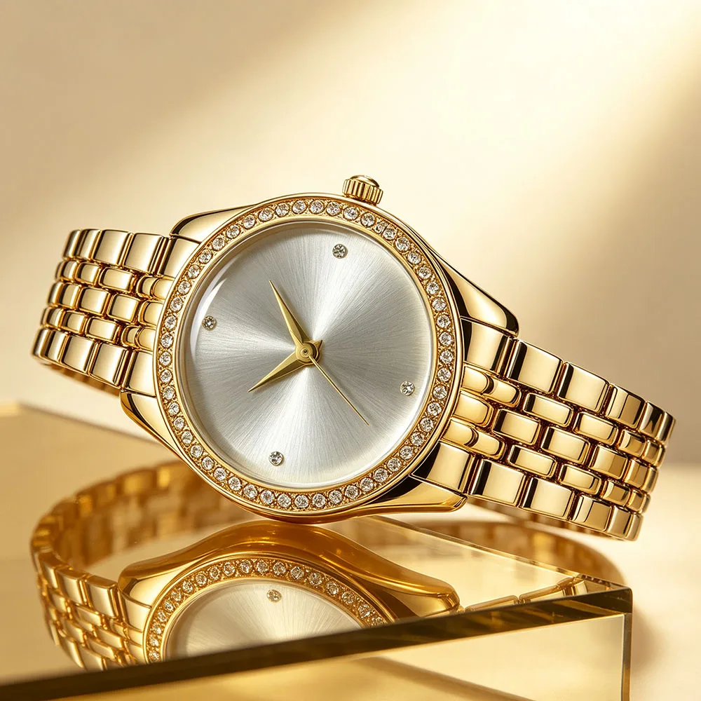 1 piece new fashion hit luxury high-end women's watch with steel band