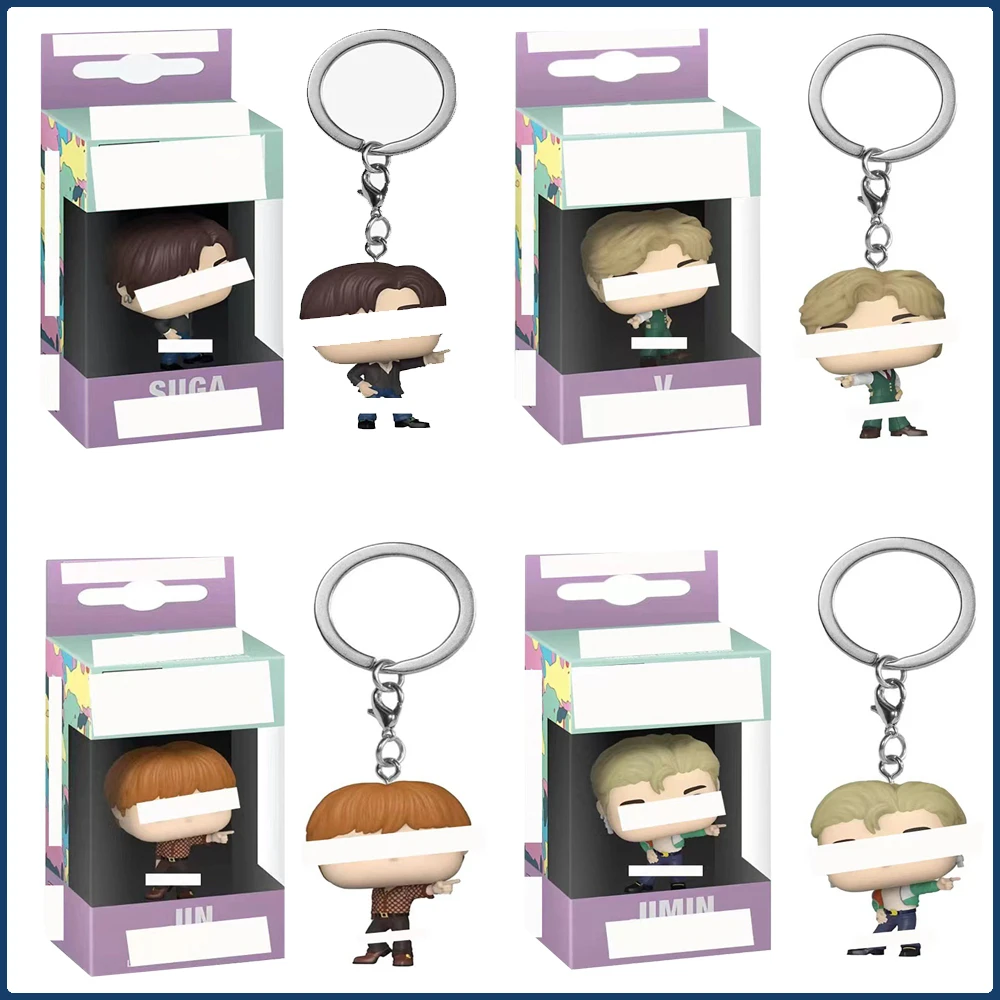 

Funko POP Keychain Famous Popular Kpop Group BTS Jung Kook V J-Hope SUGA Cartoon Anime Keychains Pendant Decoration Holiday Gift