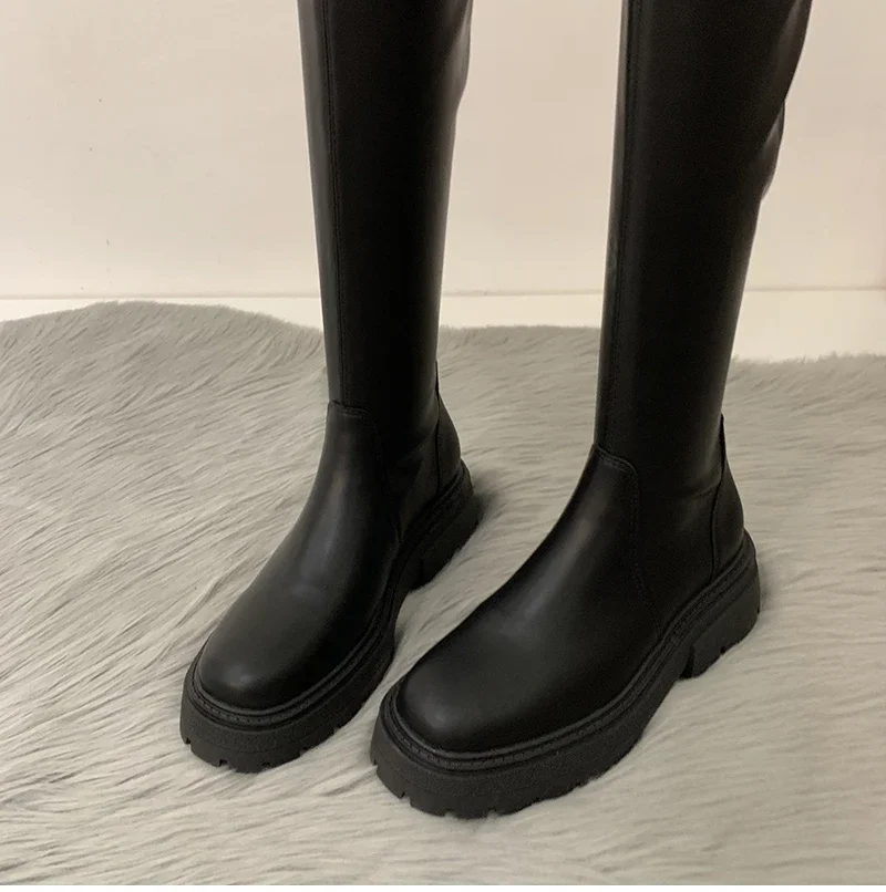 Winter Long Boots For Women Fashion Slip On Square Heel Over the Knee High Boots Winter Shoes Ladies Elegant Mordern Booties