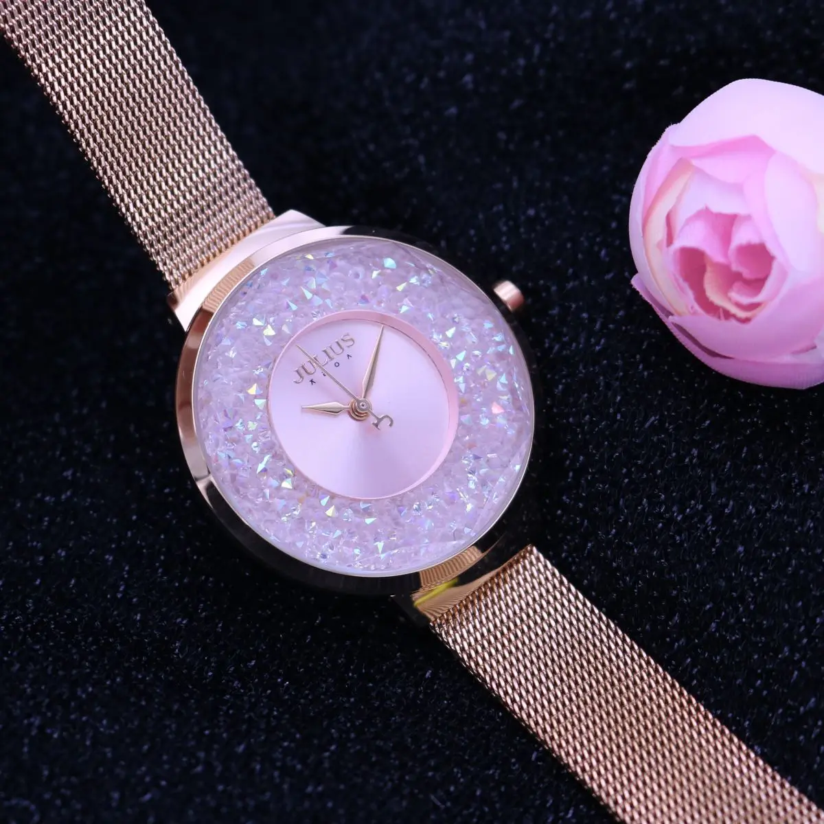 Full Rhinestones Women's Watch Miyota Mov't Lady Hours Fine Fashion Bracelet Stainless Steel Girl's Birthday Gift Julius Box