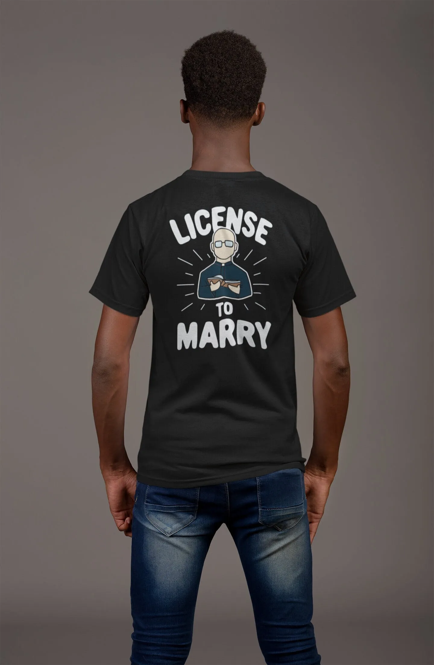 Wedding OfficianT T Shirt Youth Pastor Minister License To Marry Backprint