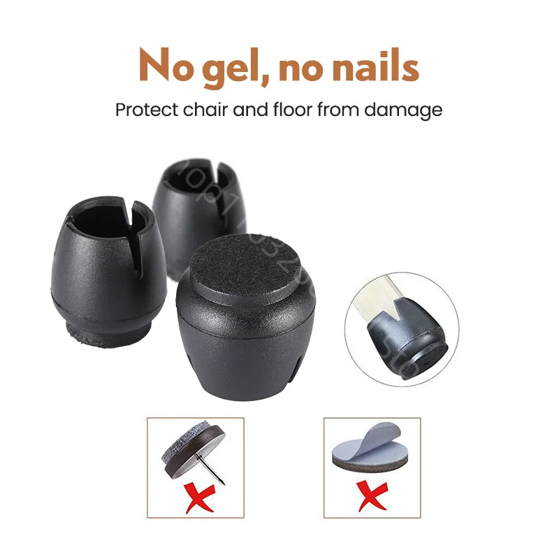 16Pcs Silicone Rubber Table Chair Felt Leg Caps Furniture Leg Non-slip Waterproof Anti-mold Mats WoodFloor Protector Pads