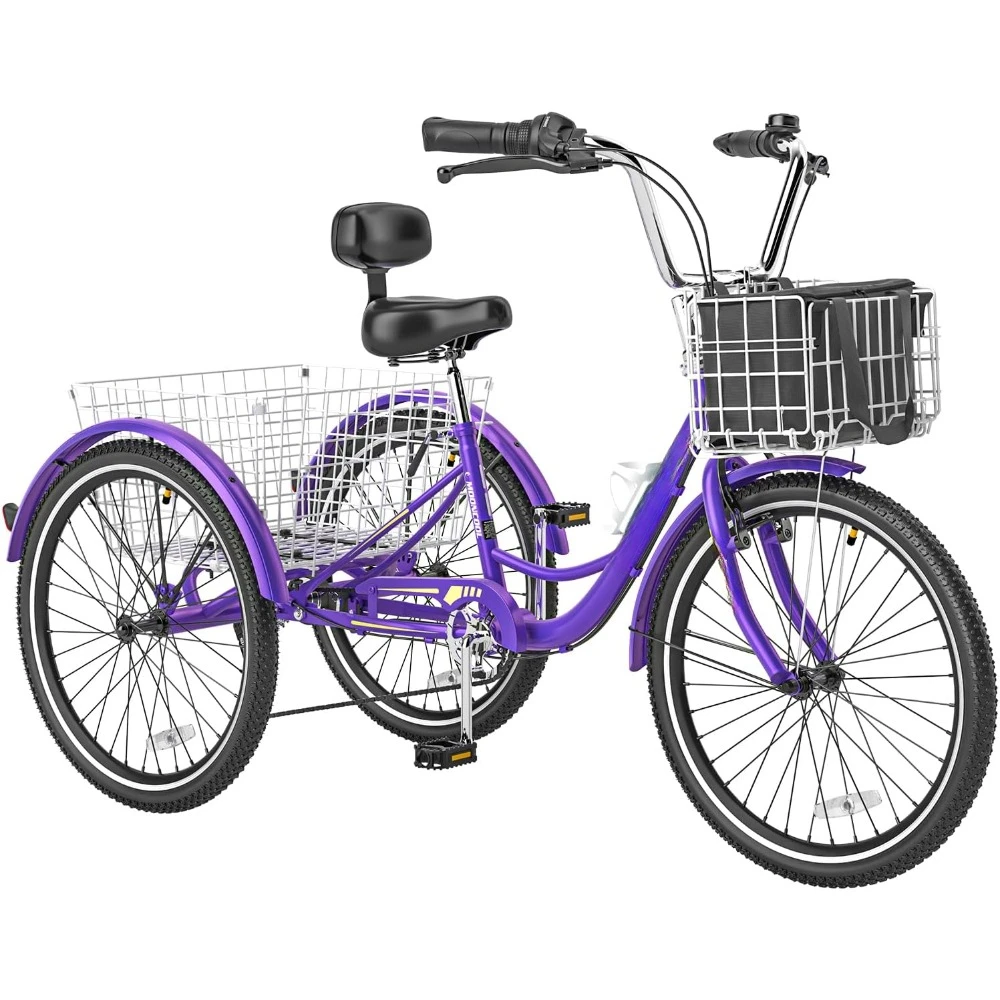 

Трехколесные велосипеды для взрослых, 3-колесные, 7-скоростные велосипеды, Трехколесные велосипеды для взрослых 20/24/26 дюймов, 3-колесный велосипед с корзиной для пожилых людей, женщин, мужчин, велосипед