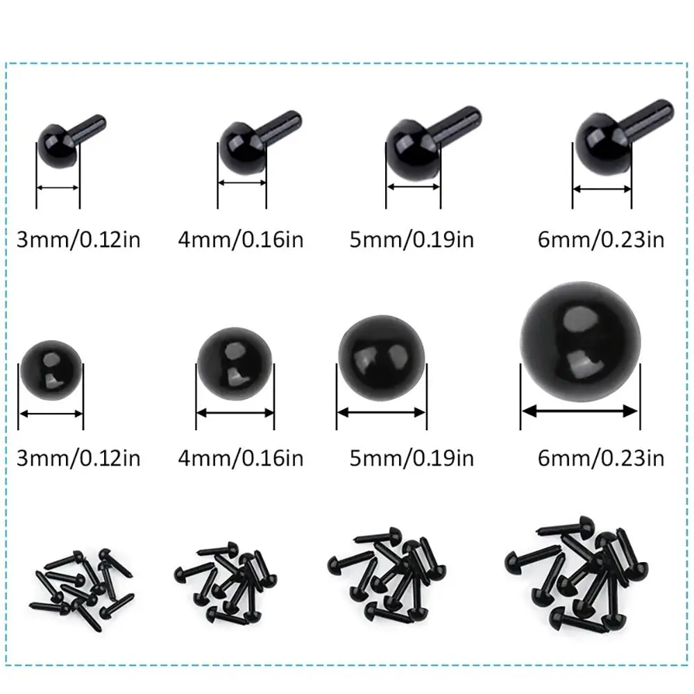 200 sztuk 3/4/5/6 Mm plastikowe oczy dla lalek Mini oczy bezpieczeństwa do filcowania igłowego pluszowe zabawki nowe wysokiej jakości akcesoria dla