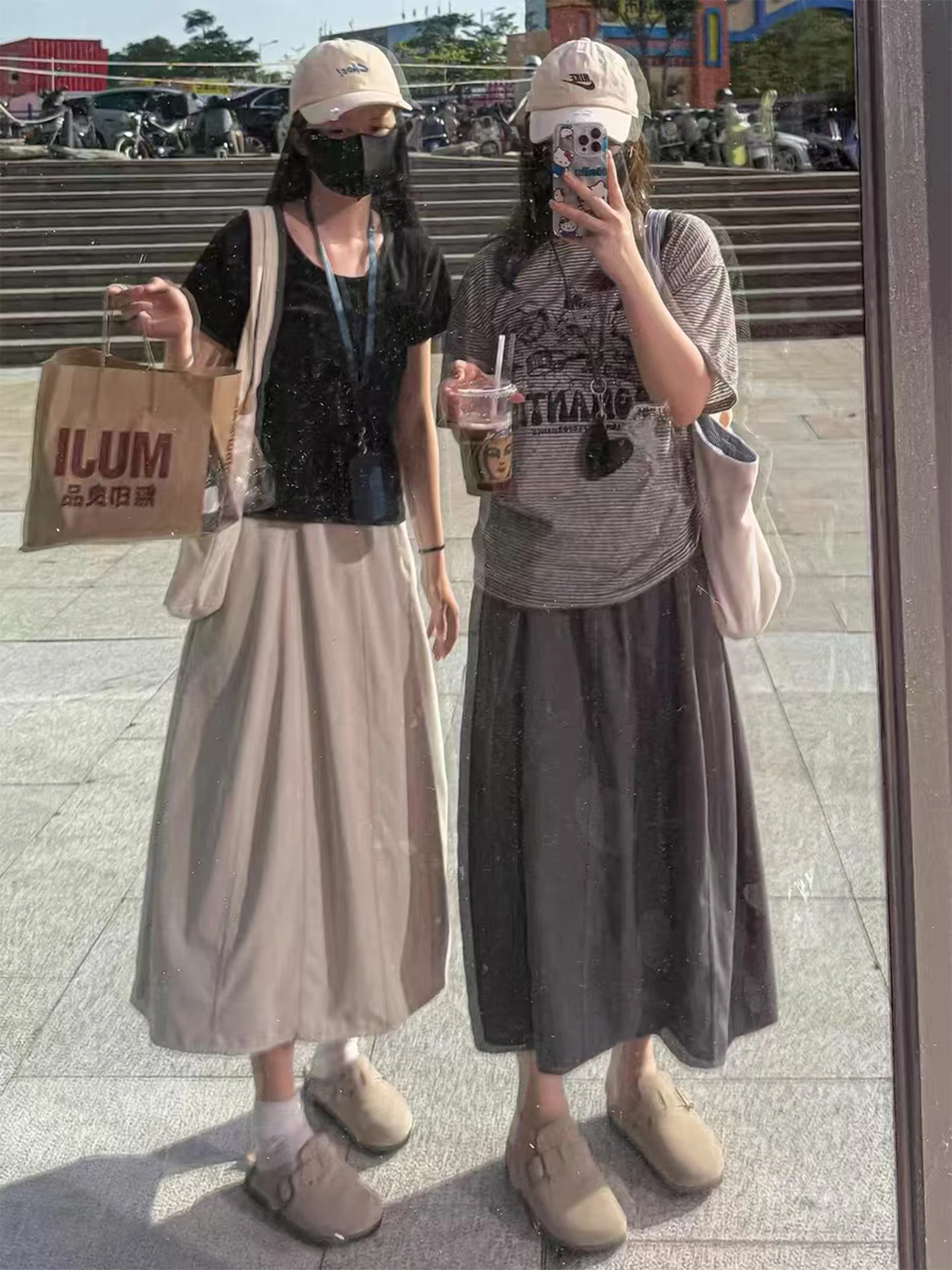 

Темно-серая юбка-миди с вставками, с завышенной талией, повседневная, летняя, новый стиль, для полных женщин, на шнурке, стройнящая