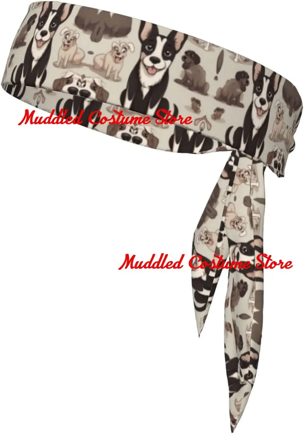 

Sports Head Tie Bandana Unisex Puppy Sticking Out Tongue Sweatband for Running Tennis Yoga Workout