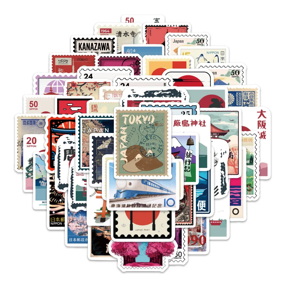 10/40/80PCS Del Fumetto Divertimento Giapponese Viaggio Timbro Stick Adesivo Doodle Impermeabile Decalcomania Giocattolo Regalo per la Scatola di Matita Notebook Notebook Notebook