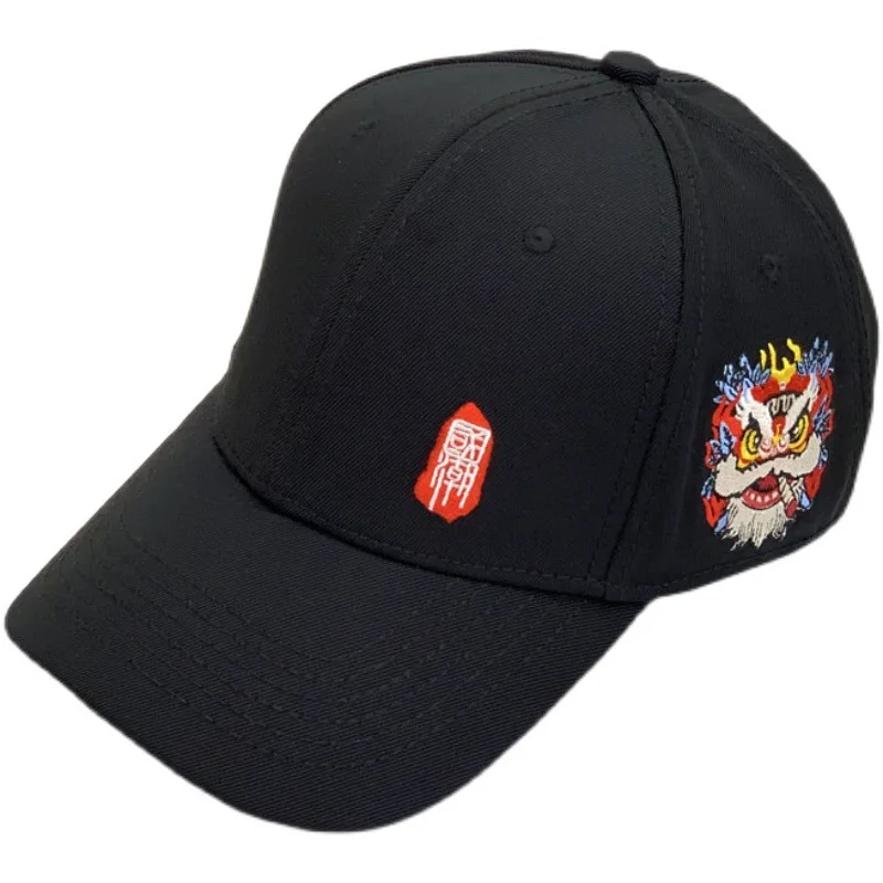 Outdoor Sports Hat 24 Chinese Wind Hat Men\'s National Tide Lion Embroidery Baseball Cap National Trend Brand Hip Hop Cap Female