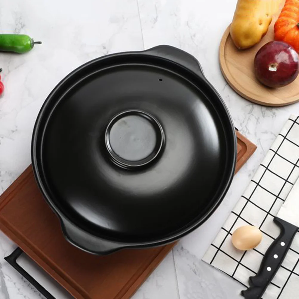 

Ceramic Cooking Pot Casserole Household Heat-Resistant Kitchen Stew Pot with Handle for Soup Oatmeal Bibimbap Restaurant