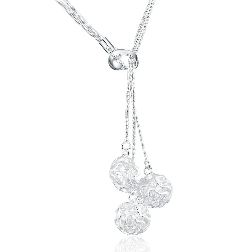 

New Arrive 925 Sterling Silver Necklace Jewelry Women Wedding Fashion Charms Hot Sale Rose Flower Necklace Christmas Gift