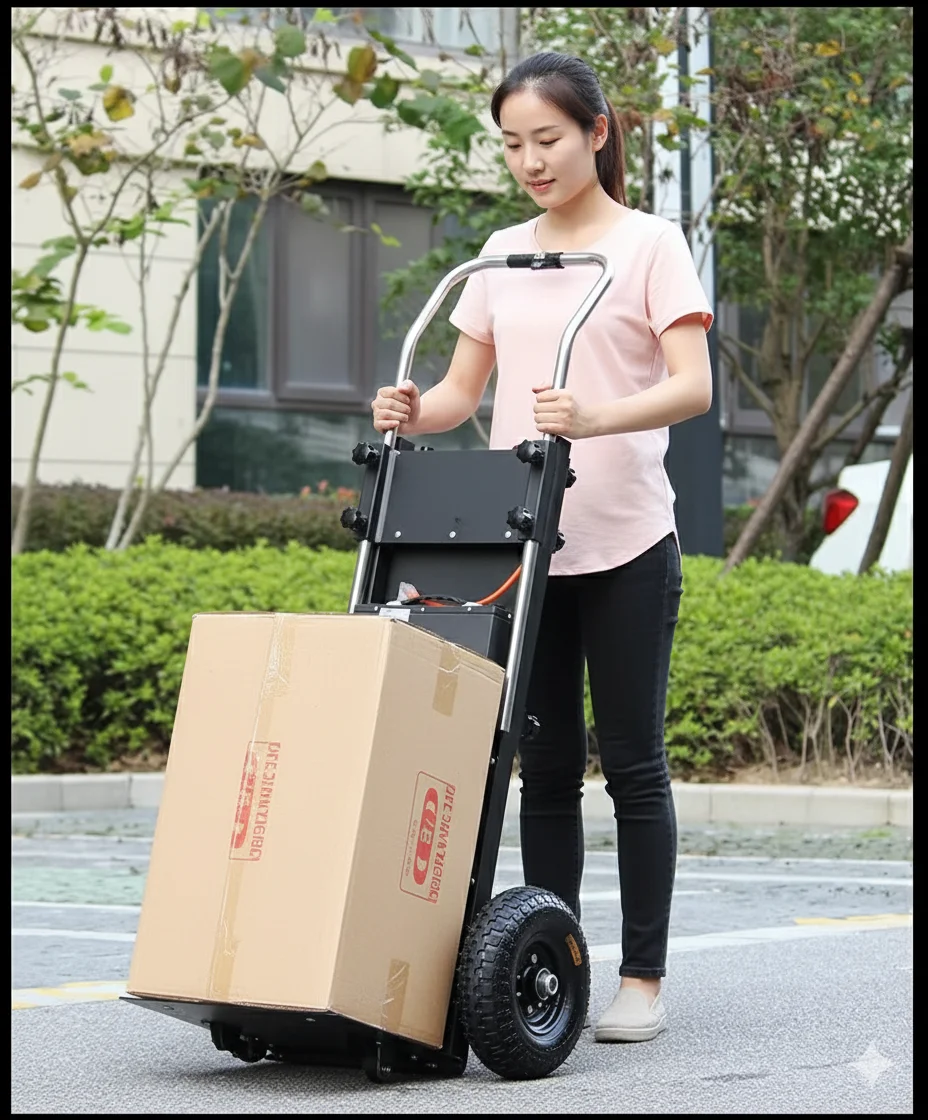 Electric Portable Foldable Metal Ladder Climbing Machine With Triangular Wheels Stair Climbing Trolley For Cargo Handling