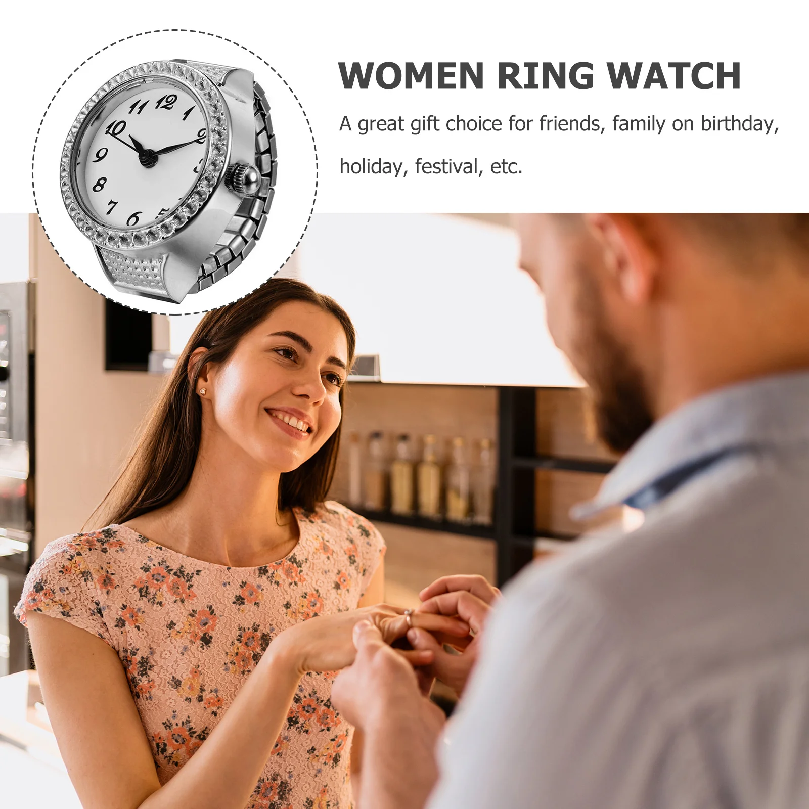 

1pc For Simple Dial Decorative Simple Mini Quartz Lady Ring Lady Finger Watch Jewelry Mini Quartz Ring Watch Accessory