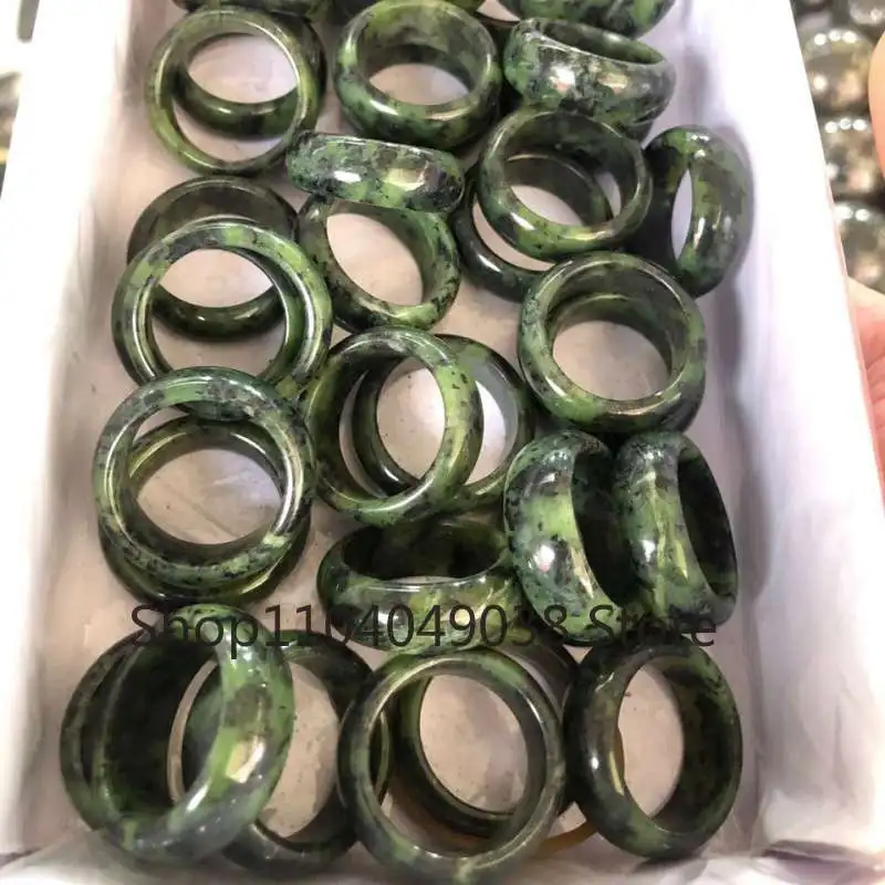 Natural Tibetan Jade Medicine King Stone Ring Men's and Women's Health Care Ring Natural Color Random Delivery