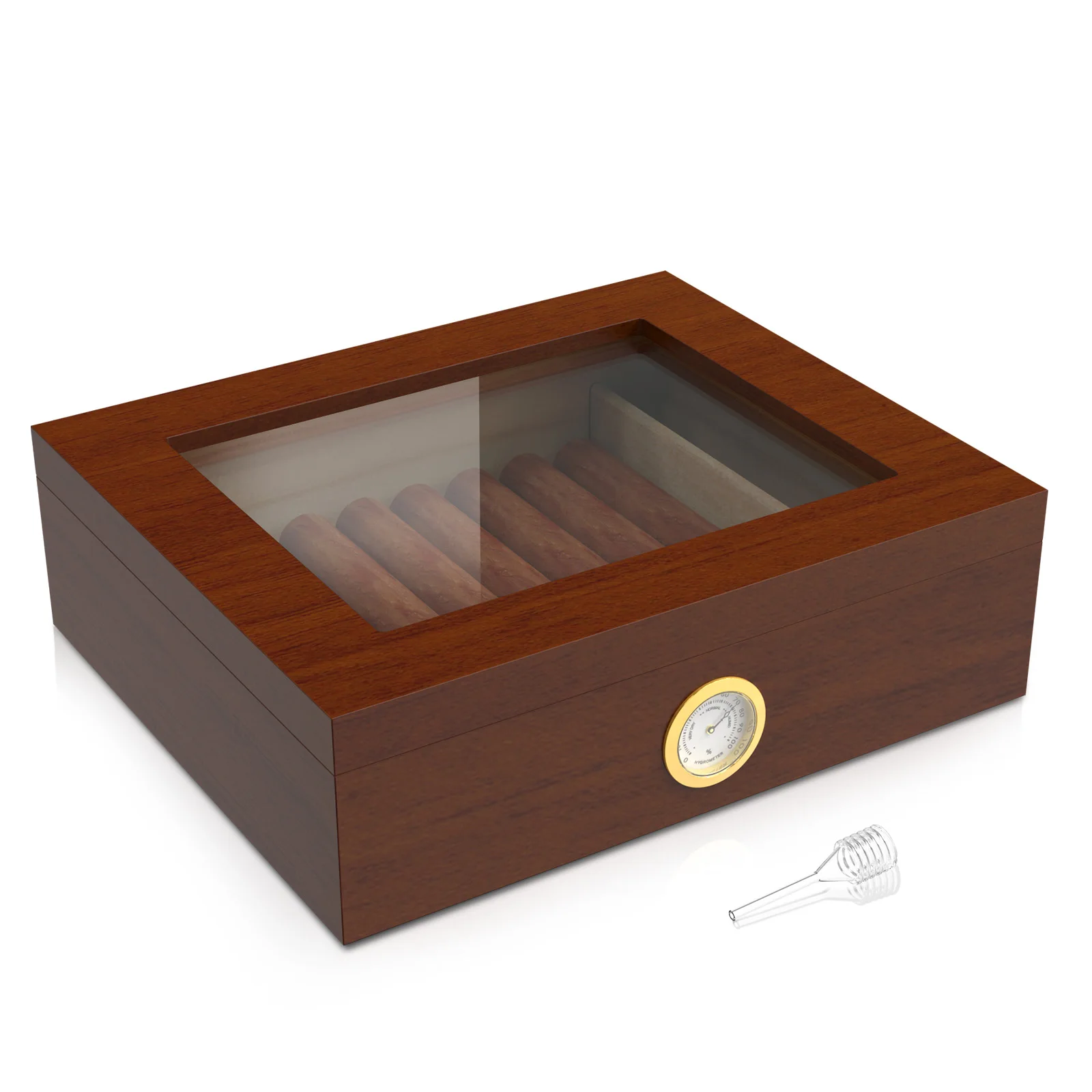 

Cigar Humidors Premium Cigar Box with Hygrometer Glass Cover Cigars Case Ideal Gift for Cigar Enthusiasts - Holds 20-30 Cigars