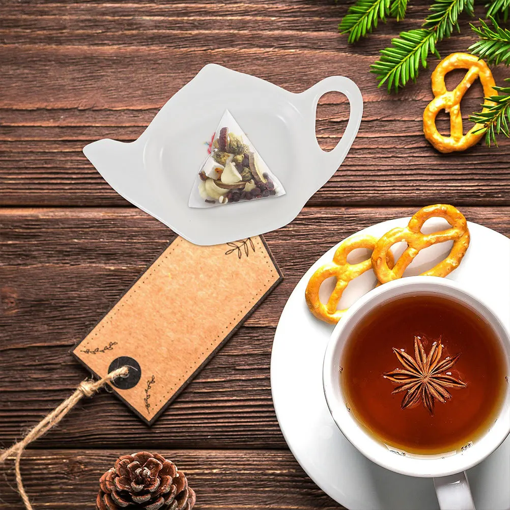 

3Pcs Ceramic Tea Bag Holder Teapot Shape Dish for Tea Bags Snacks Seasoning Dessert Dipping Sauce Appetizer Sushi Soy Coaster
